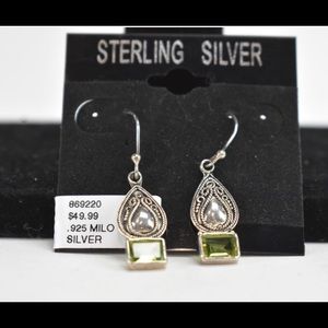Rectangle Peridot Pear shaped earrings by Milo